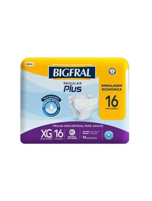 Fralda Bigfral Derma Plus Reg XG 16 Unidades