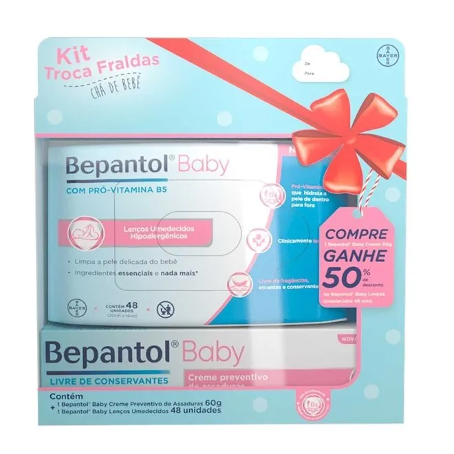 Kit Bepantol Baby Creme Contra Assadura 60g + Lenço Umedecid