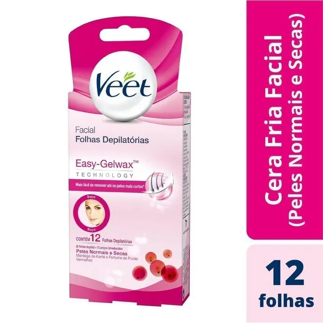 Cera Facial Veet Pele Normal 12Folhas
