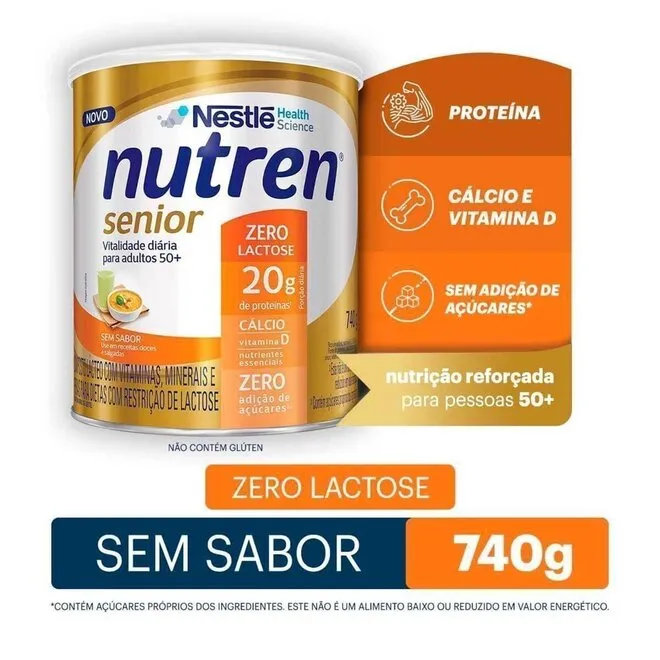 Nutren Nestlé Sênior Zero Lactose Sem Sabor 740g