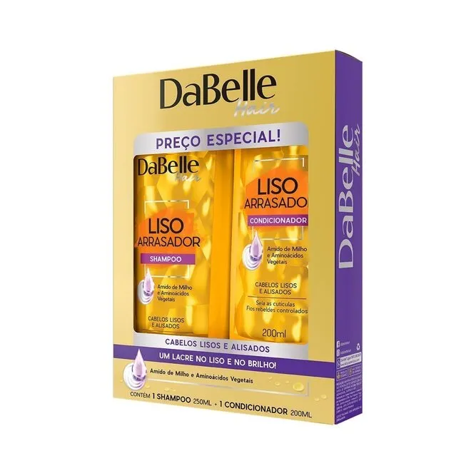 Kit Shampoo+Condicionador Dabelle Liso Arrasador 250+200ml