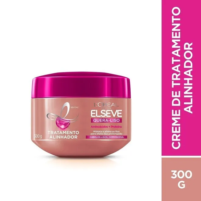 Creme para Pentear Quera-Liso Rosa 300g - ELSEVE