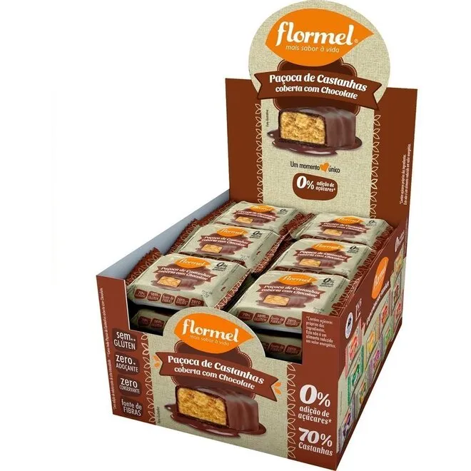 Paçoca Flormel Zero Castanha Com Chocolate Embalagem 25G