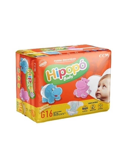 Fralda Hipopo Baby Jumbinhon G 16Unidades