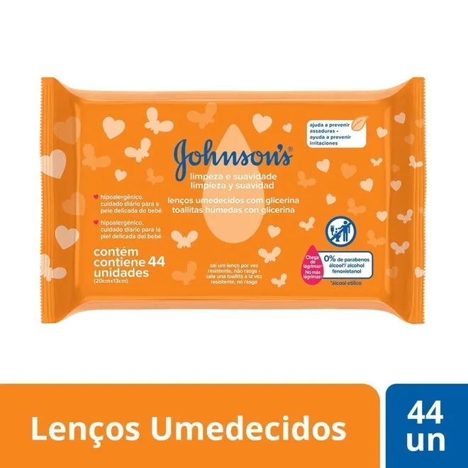 Lenço Umedecido Limpeza E Suavidade Johnson'S Com 44Un