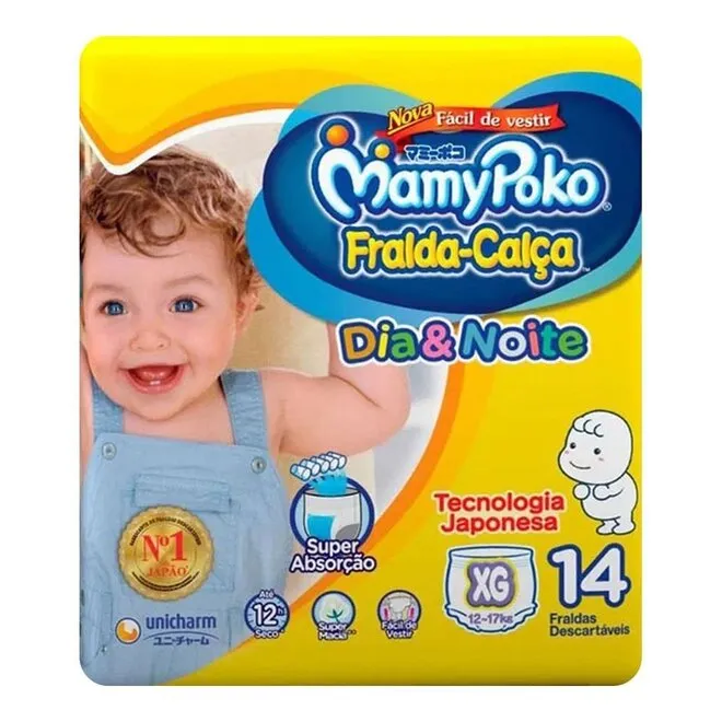 Fralda Calça Dia&Noite Descartáveis Mamypoko Tamanho Xg C/14