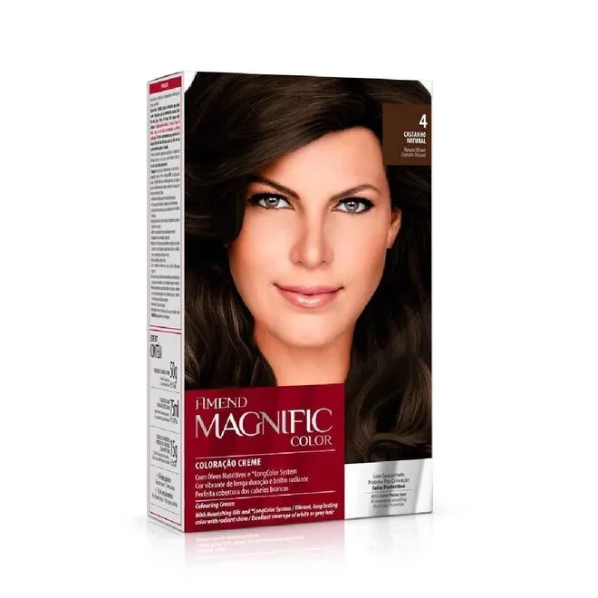 Coloração Creme Magnific Color 4 Castanho Natural - AMEND