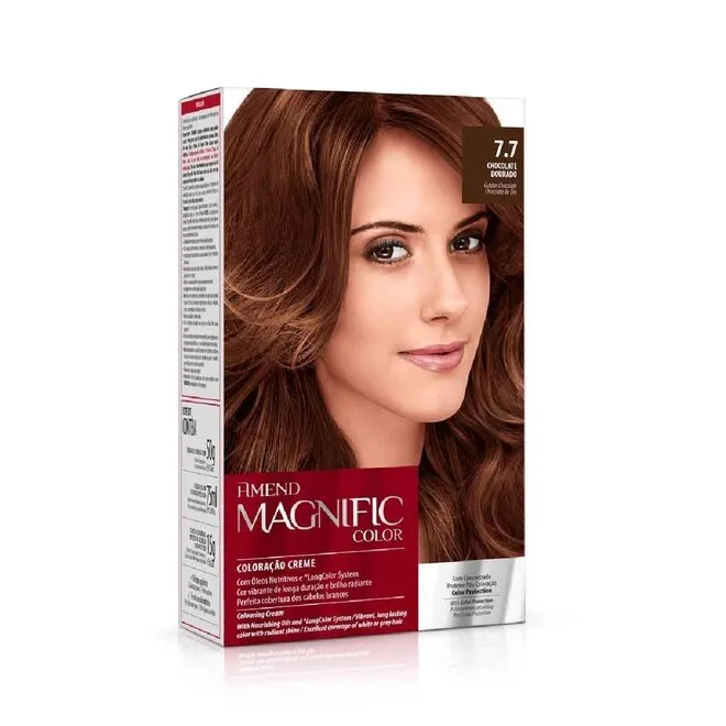 Magnific Color Coloração Creme 7.7 Chocolate Dourado - AMEND