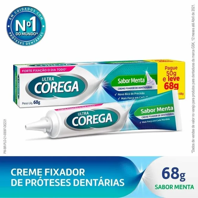 Corega Ultra Creme Menta Com 68g