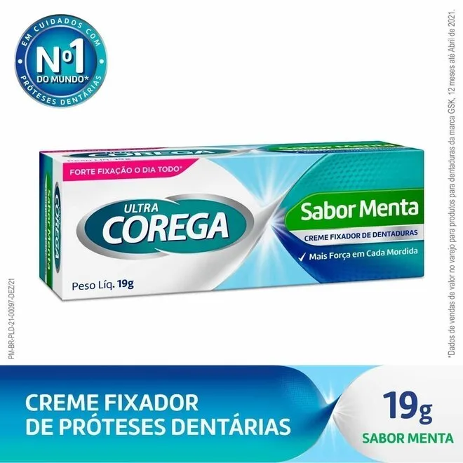 Creme Fixador De Dentadura Ultra Corega Sabor Menta 19G