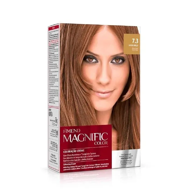Coloração Creme Magnific Color 7.3 Louro Avelã Amend