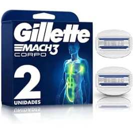 Carga Refil para Aparelho de Barbear Gillette Mach3 Corpo - 2 Unidades