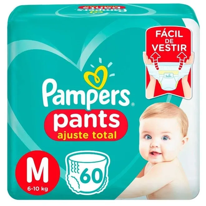 Fralda Pampers Pants Ajuste Total M - 60 Unidades