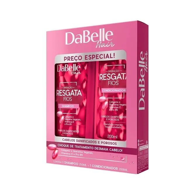 Kit Shampoo+Condicionador Dabelle Resgate Fio 250+200ml