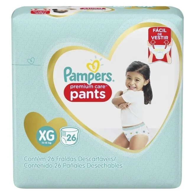 Fralda Pampers Premium Care Pants XG - 26 Unidades