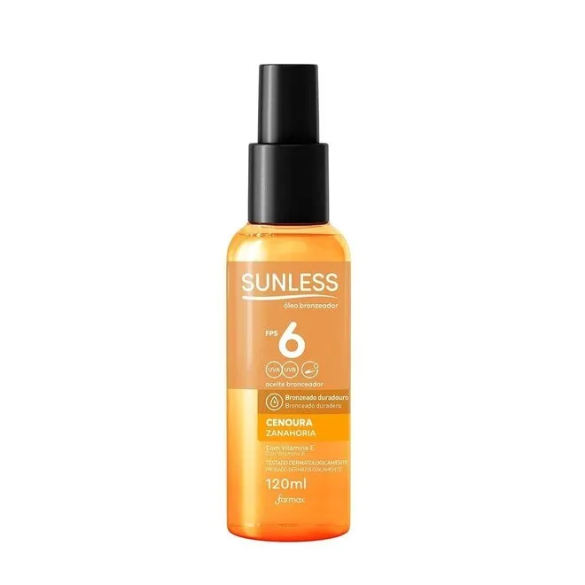 Óleo Bronzeador Cenoura Sunless FPS6 120ml - FARMAX