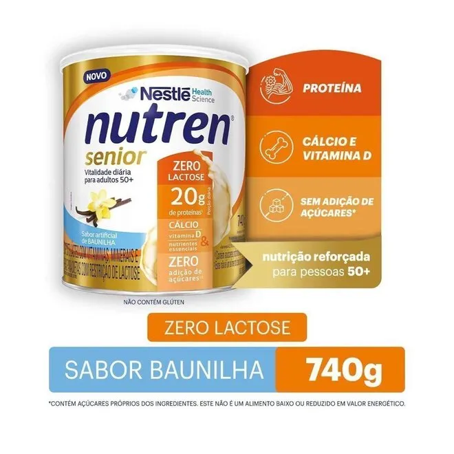 Composto Lácteo Baunilha Zero Lactose Nutren Senior 740g