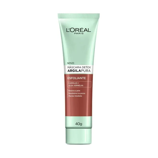 Máscara Facial Detox L'Oréal Argila Pura Esfoliante 40g
