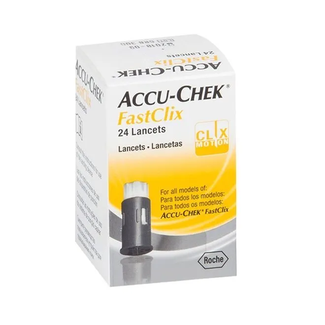 Lancetas Controle De Glicose Accu-Chek Fastclix Roche 24Un