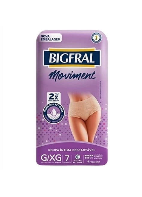 Roupa Intima Bigfraldal Moviment Fem G/Xg 7Unidades