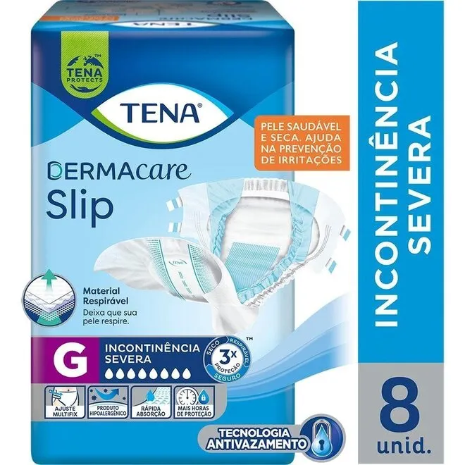 Fralda Descartável Adulto Dermacare Slip Tamanho G Tena 8Un