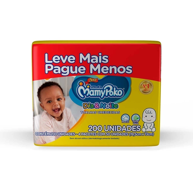Toalha Umedecida Mamypoko Dia&Noite 200Unidades