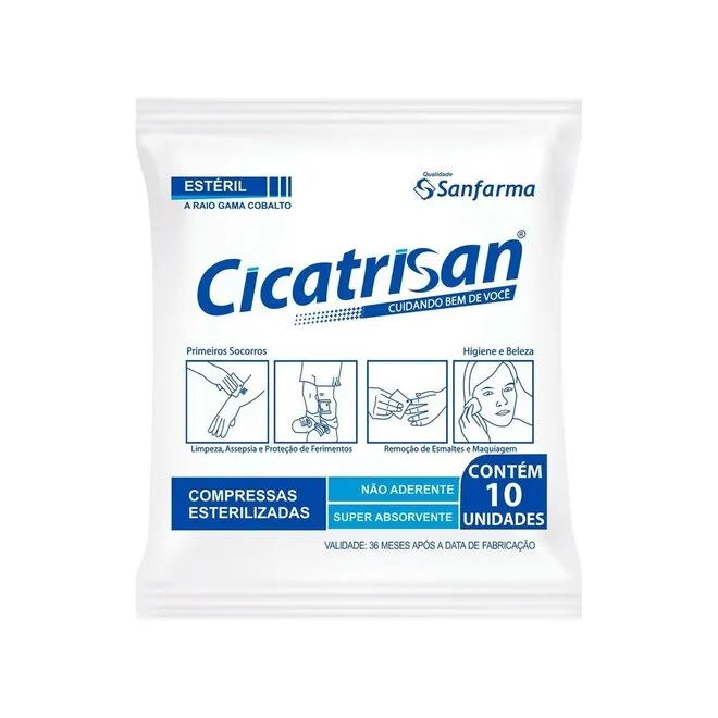 Compressa de Gaze Estéril Cicatrisan Não Aderente 10Unidades