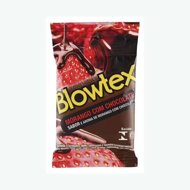 Preservativo Blowtex Morango Com Chocolate Embalagem 3Un
