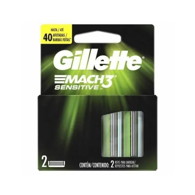 Carga Para Aparelho De Barbear Mach3 Sensitive Gillette 2Un