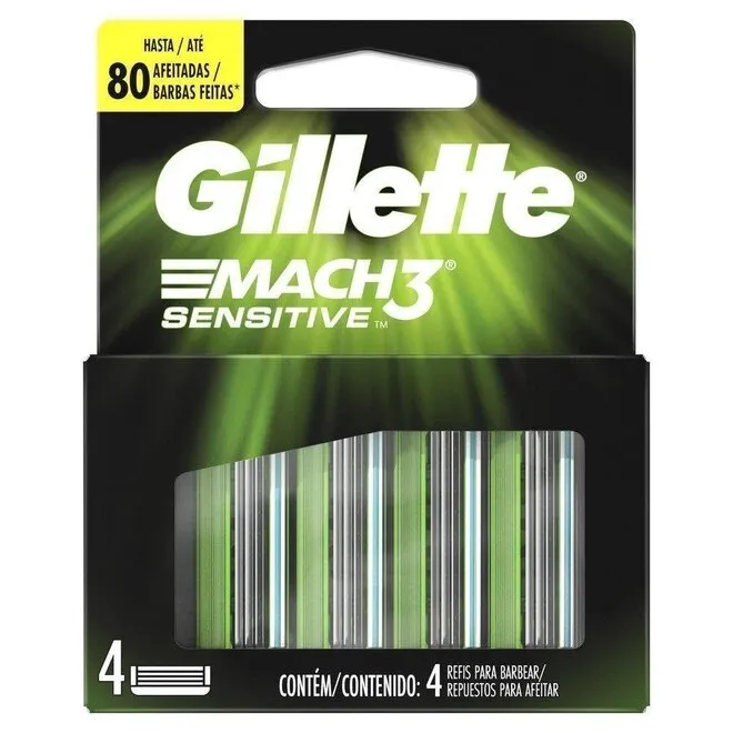Carga para Gillette Mach3 Sensitive com 4 unidades