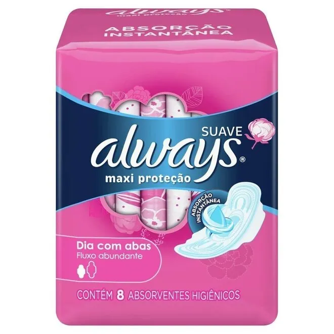 Absorvente Pink Proteção Total Com Abas Always 8Un