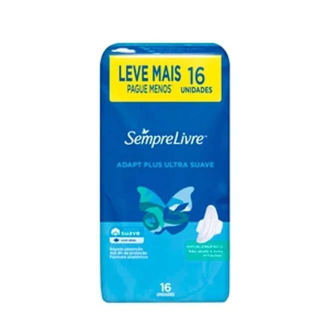Absorvente Sempre Livre Adapt Plus Com Abas Leve 16 Pague 14