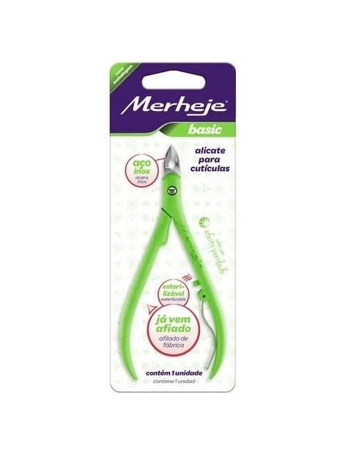 Alicate de Cuticulas+Pinça Verde Perolado - MERHEJE
