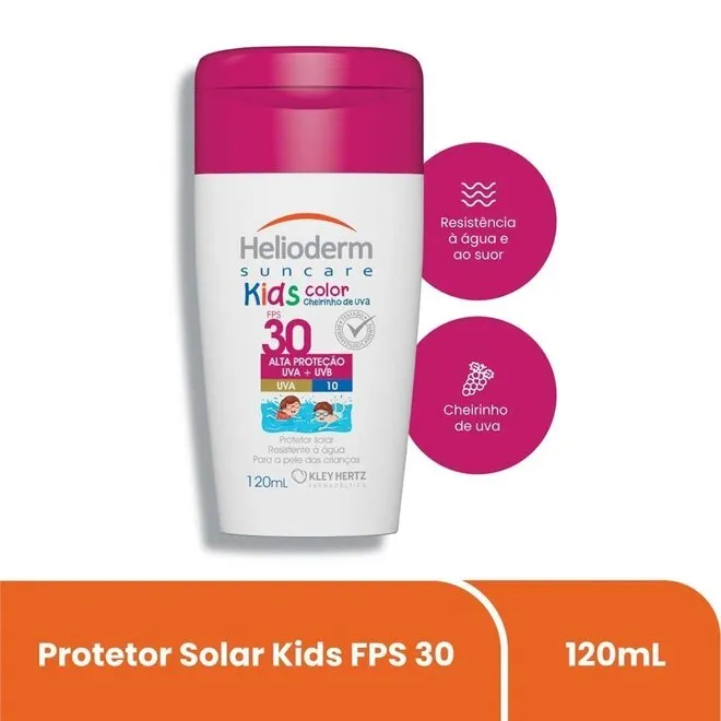 Protetor Solar Fps 30 Uva Helioderm Kids Color Frasco 120Ml