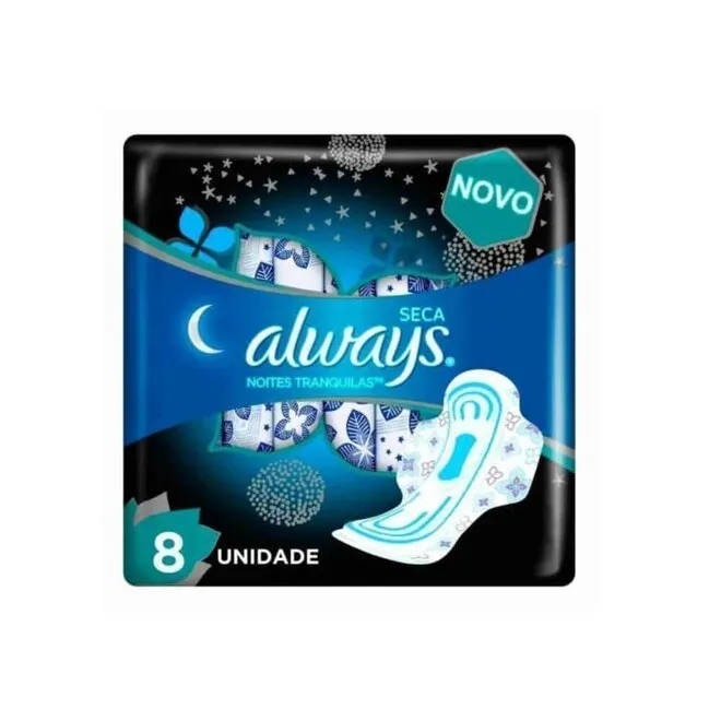 Absorvente Noites Tranquilas Seca c/Abas 8 Unidade - ALWAYS
