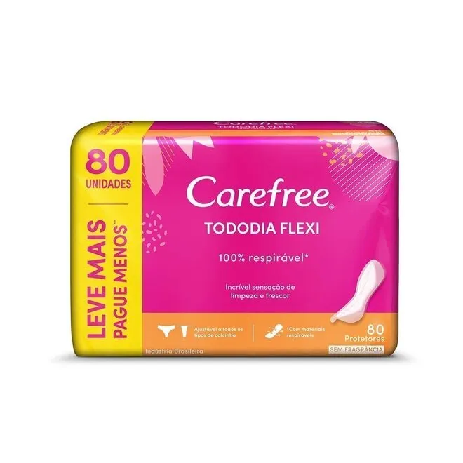 Protetor Diário Carefree Tododia Flexi Sem Perfume com 80 un