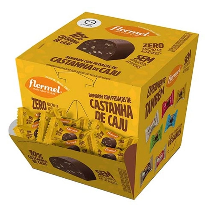 Bombom Flormel Recheado Com Castanha De Caju 15G