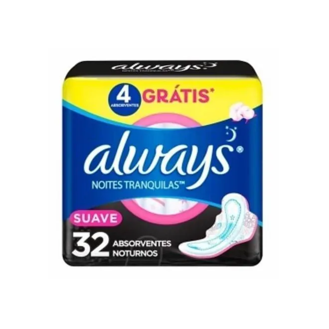 Absorvente Noites Tranquilas Suave c/Abas 32 Unidade -ALWAYS