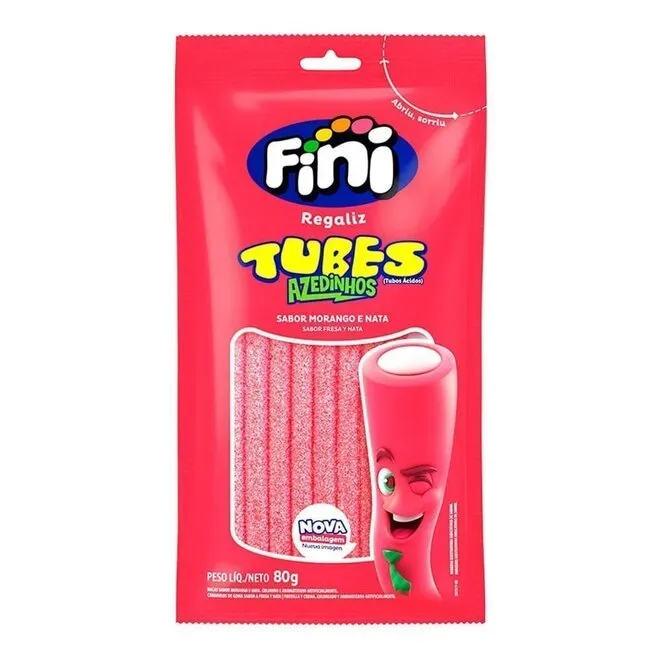 Bala Fini Tubes Morango Cítrico 80G