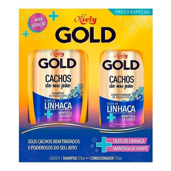 Kit Shampoo/Condicionador Gold Cachos