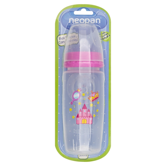 Mamadeira Neopan Super Bico Silicone Rosa 300Ml