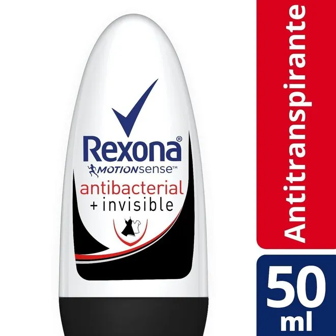 Desodorante Roll-On Antibacterial e Invisible Rexona 50ml