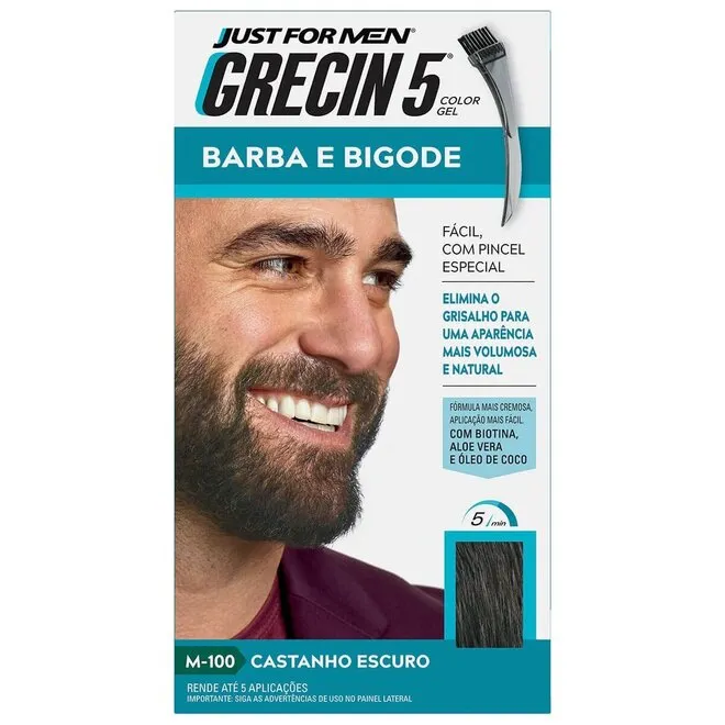 Tonalizante 5 Barba e Bigode Castanho Escuro - GRECIN
