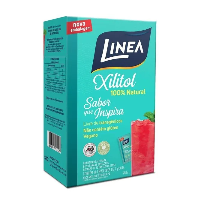 Adoçante em Pó Xilitol com 40 envelopes de 5g - LINEA
