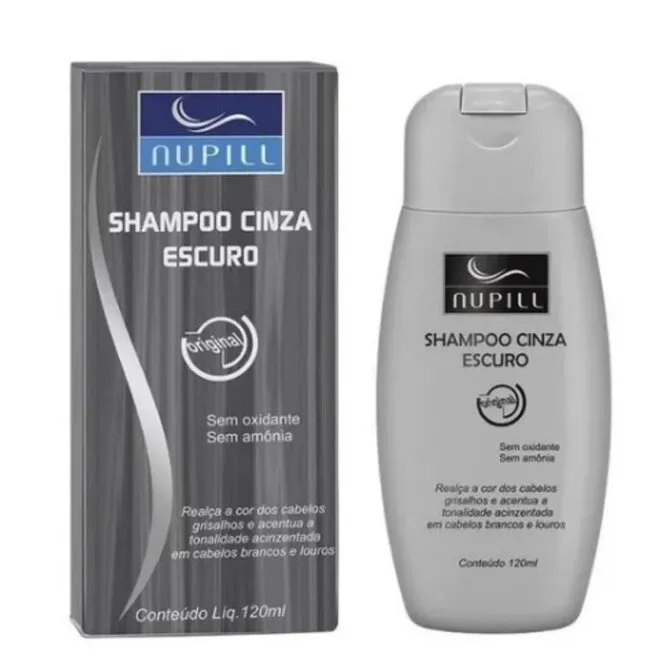 Shampoo Cinza Escuro Nupill para cabelos grisalhos 120ml