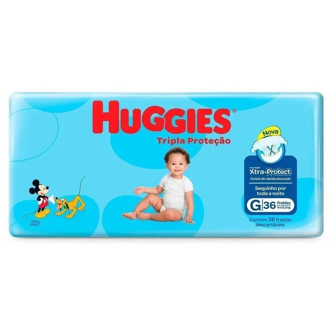 Fralda Tripla Proteção Huggies G 36Un