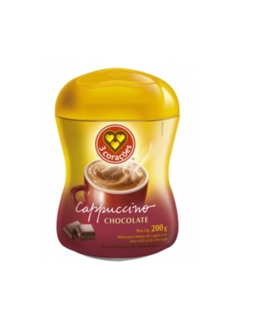 Cappuccino 3 Corações Chocolate Pote 200g