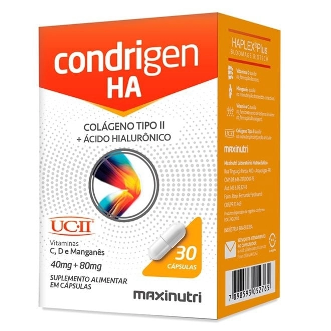 Condrigen Ha Colageno Tipo II+Acido Hialur 30 Caps-MAXINUTRI