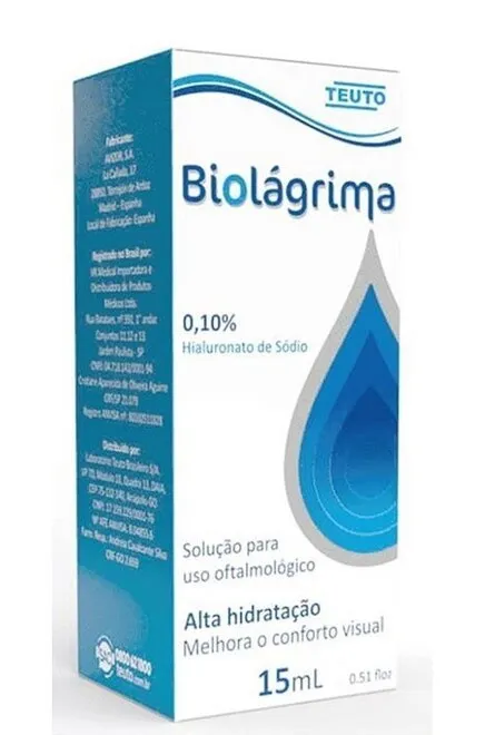 Biolágrima 0,10% solução oftalmológica 15mL - Teuto