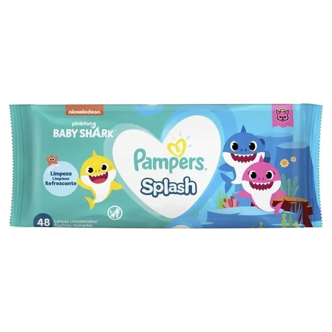 Lenço Umedecido Pampers Splash Baby Shark 48 Unidades